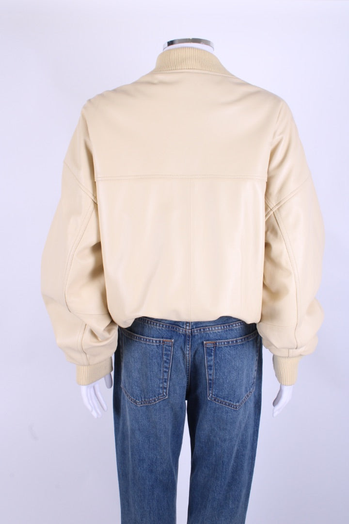 Arrange Leather Bomber Jacket Buttermilk S