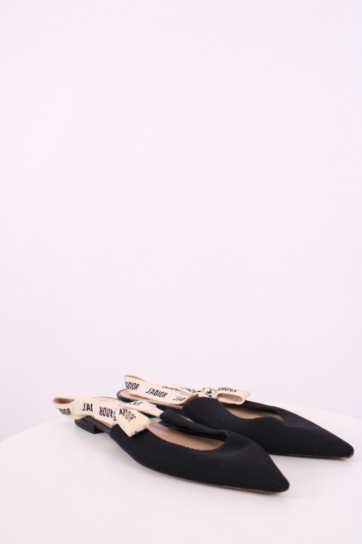Christian Dior J'Adior Slingback Flats Navy/ Cream 42