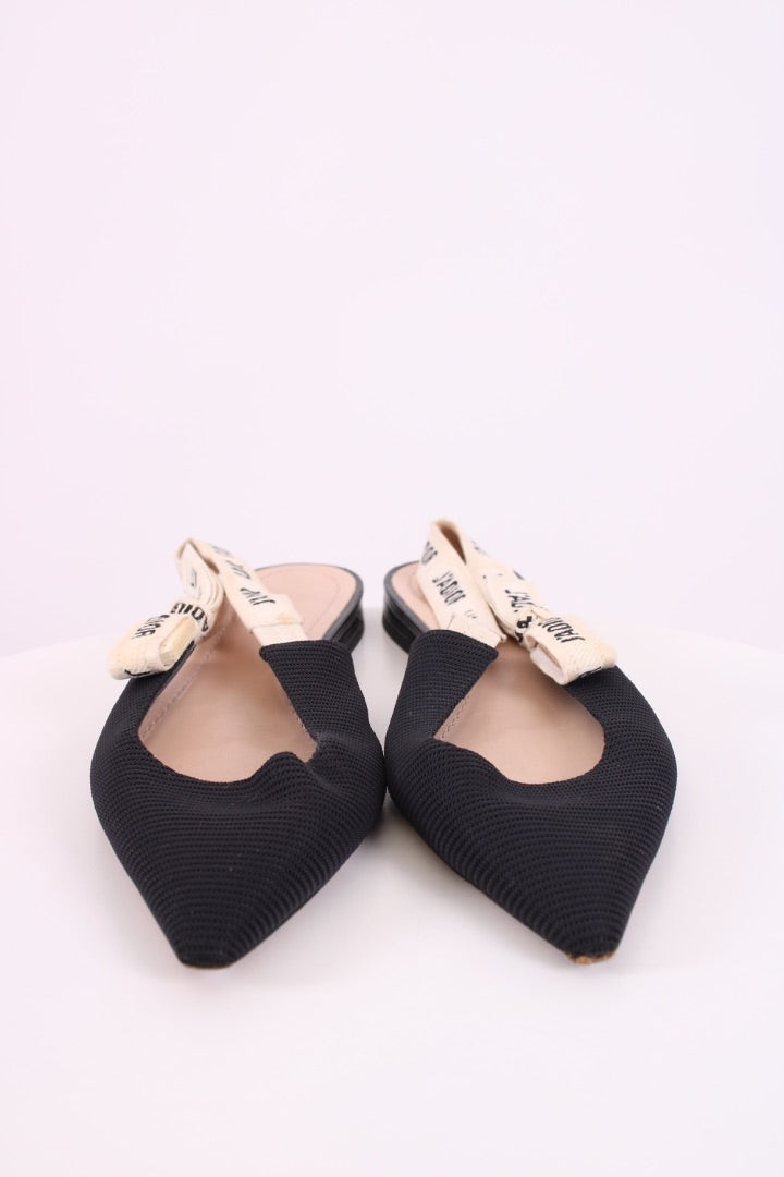 Christian Dior J'Adior Slingback Flats Navy/ Cream 42