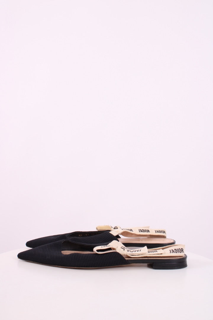 Christian Dior J'Adior Slingback Flats Navy/ Cream 42