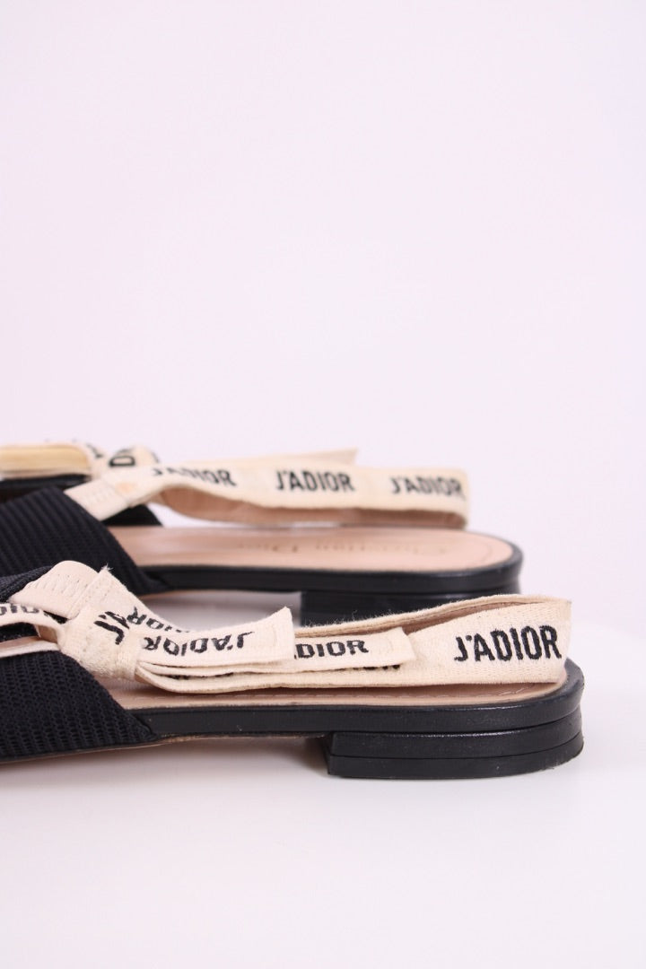 Christian Dior J'Adior Slingback Flats Navy/ Cream 42