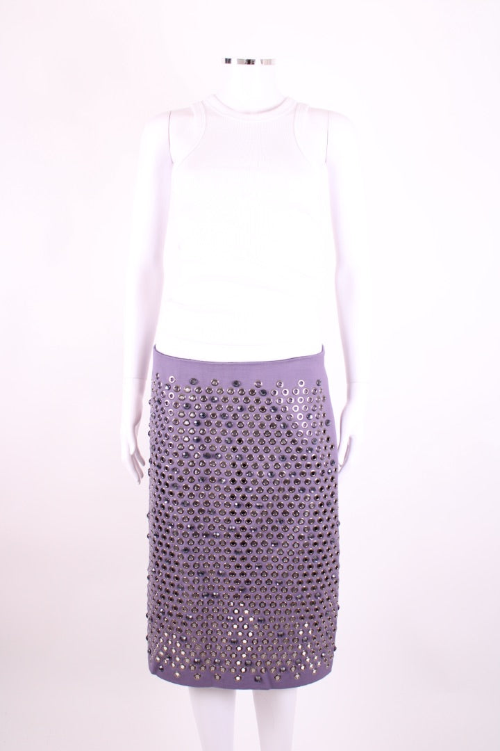 Bottega Veneta Eyelet Rhinestone Skirt Purple M