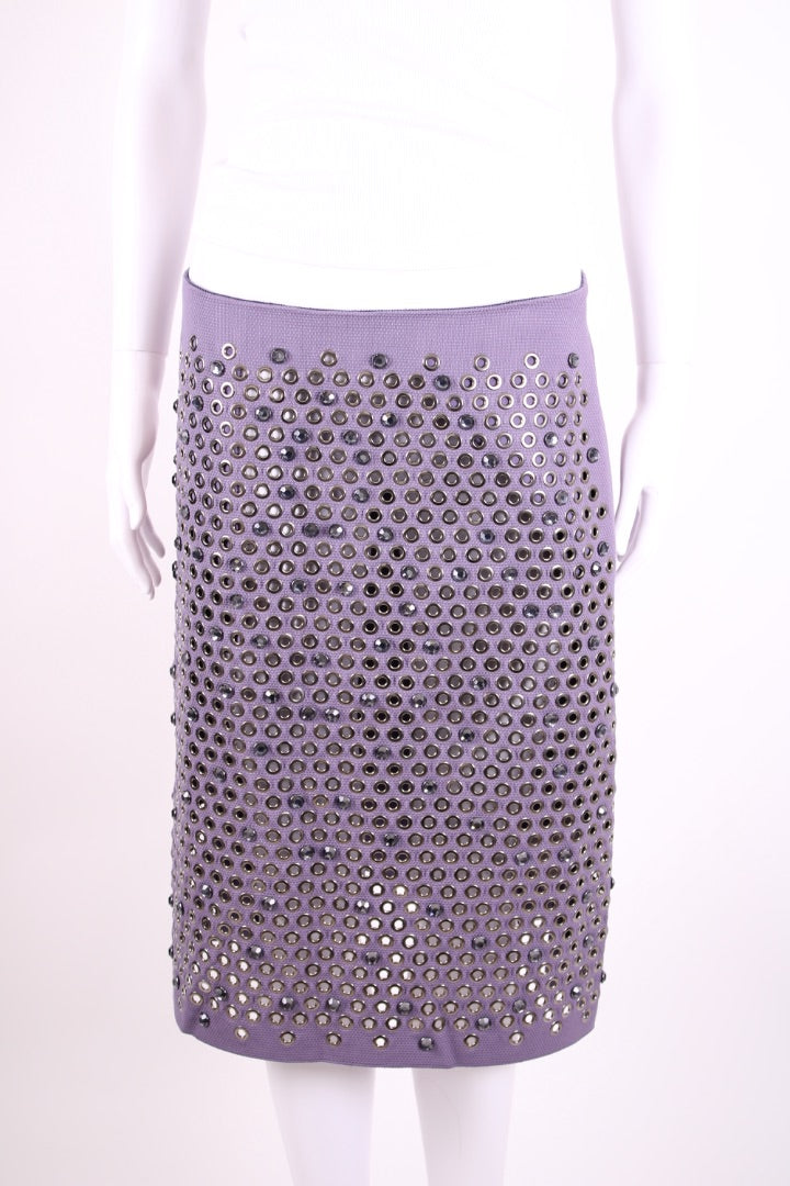 Bottega Veneta Eyelet Rhinestone Skirt Purple M