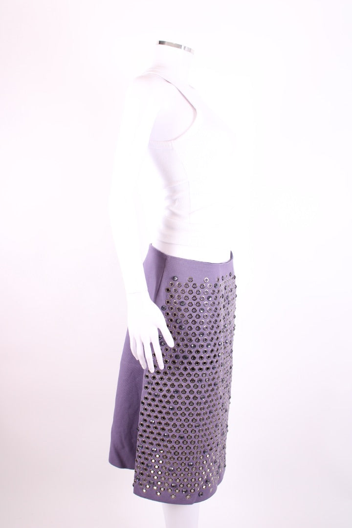 Bottega Veneta Eyelet Rhinestone Skirt Purple M