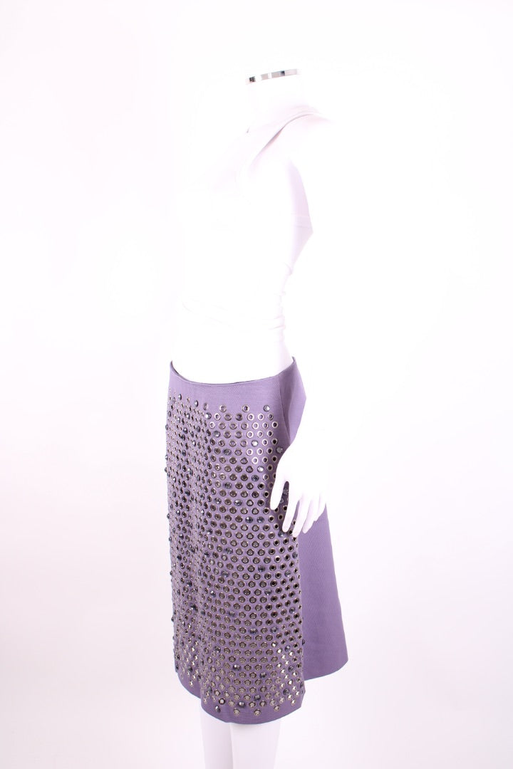 Bottega Veneta Eyelet Rhinestone Skirt Purple M