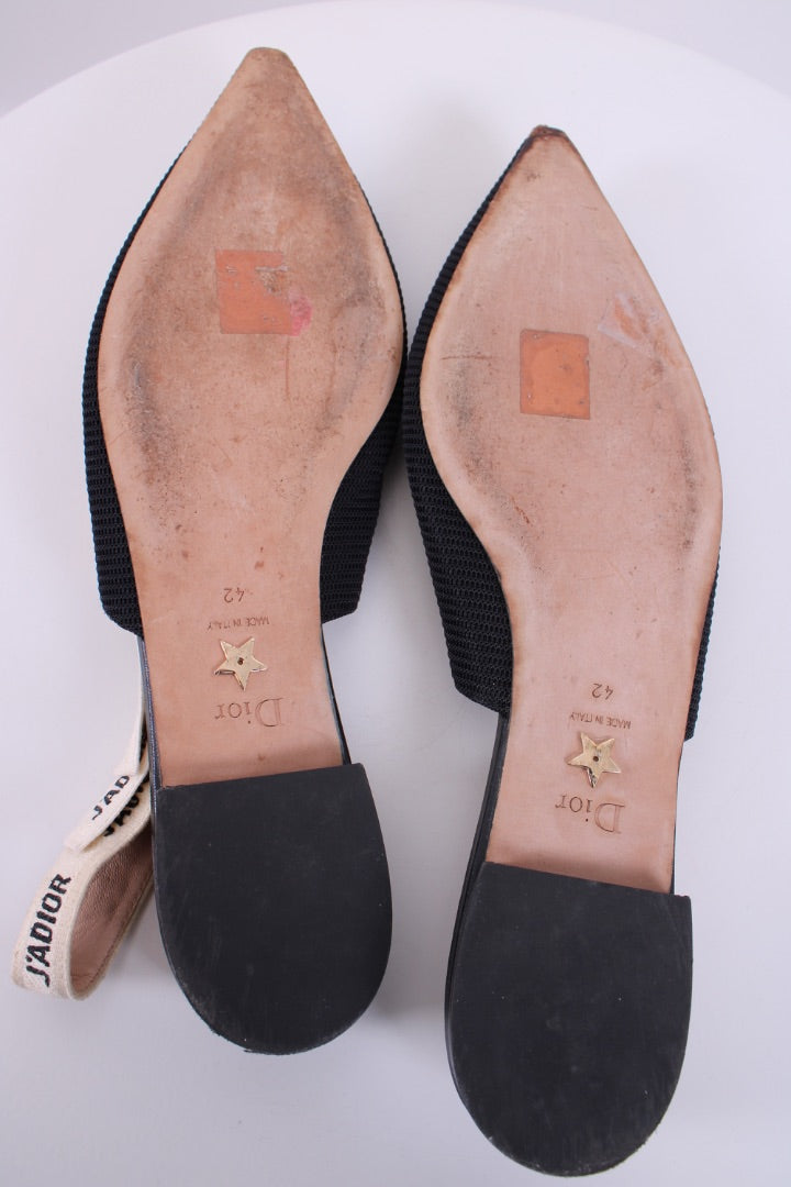 Christian Dior J'Adior Slingback Flats Navy/ Cream 42