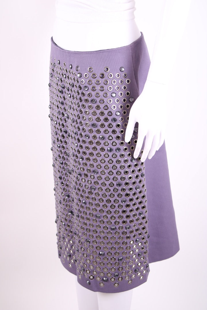 Bottega Veneta Eyelet Rhinestone Skirt Purple M