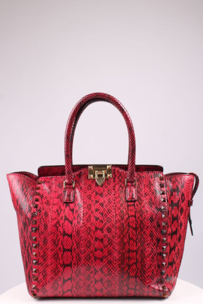 Valentino Snake skin Double Handle Bag Red