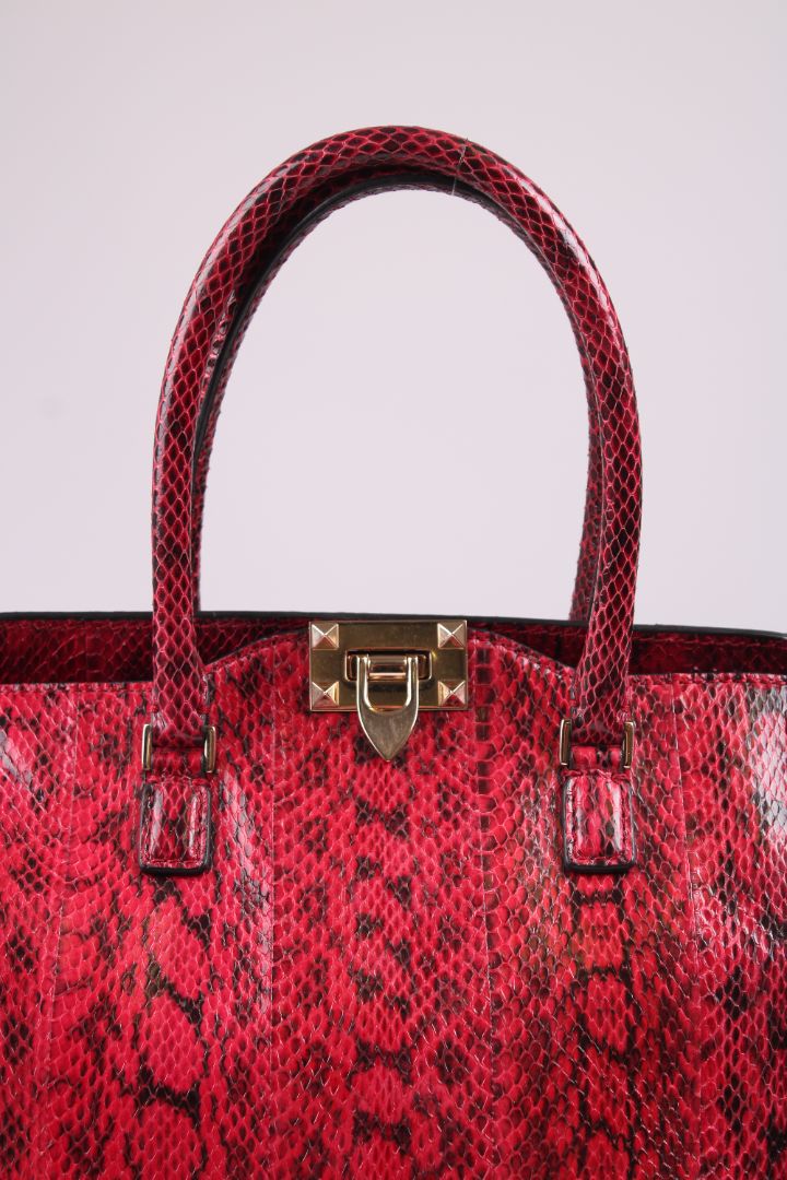Valentino Snake skin Double Handle Bag Red