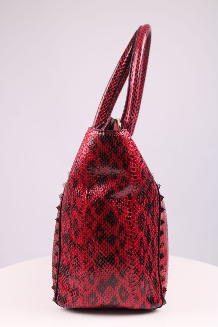 Valentino Snake skin Double Handle Bag Red
