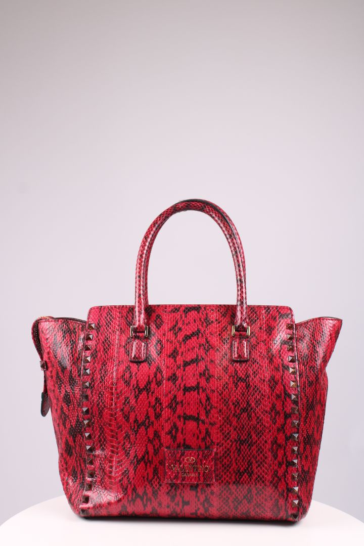 Valentino Snake skin Double Handle Bag Red