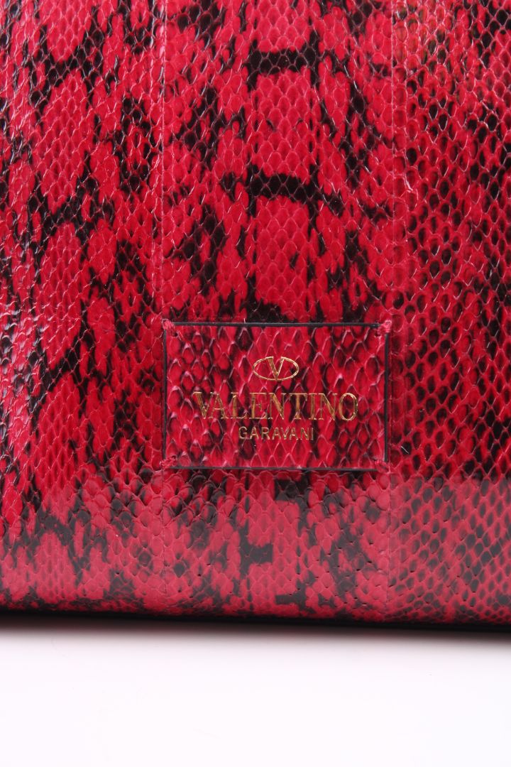 Valentino Snake skin Double Handle Bag Red