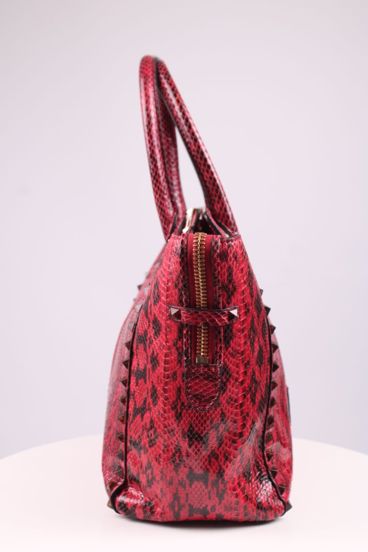 Valentino Snake skin Double Handle Bag Red