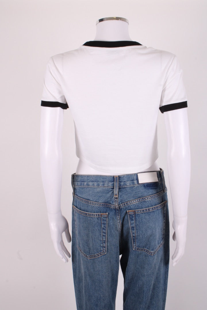Miu Miu Logo Crop T-shirt White/ Black M