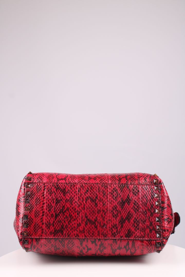 Valentino Snake skin Double Handle Bag Red