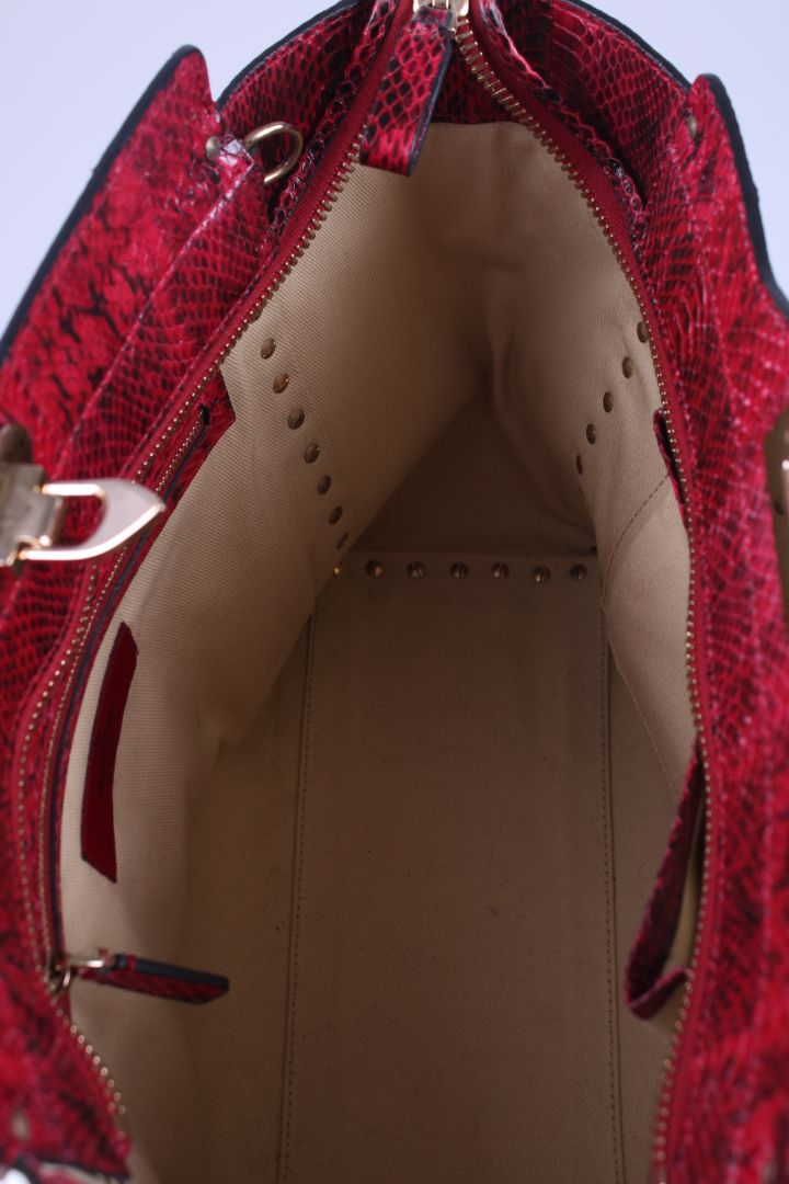 Valentino Snake skin Double Handle Bag Red