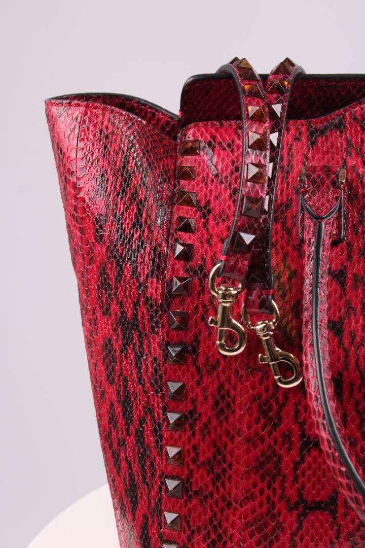 Valentino Snake skin Double Handle Bag Red