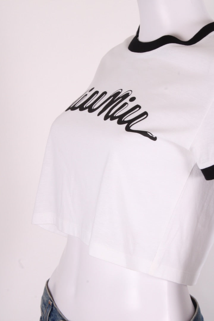 Miu Miu Logo Crop T-shirt White/ Black M