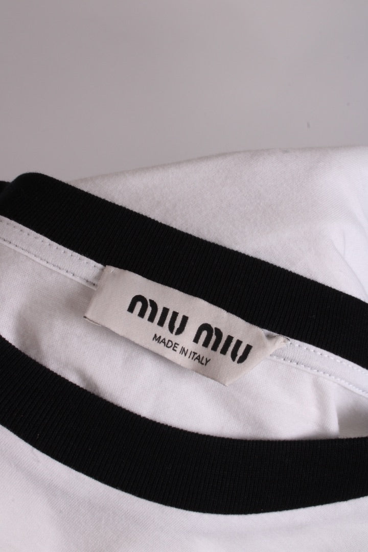 Miu Miu Logo Crop T-shirt White/ Black M