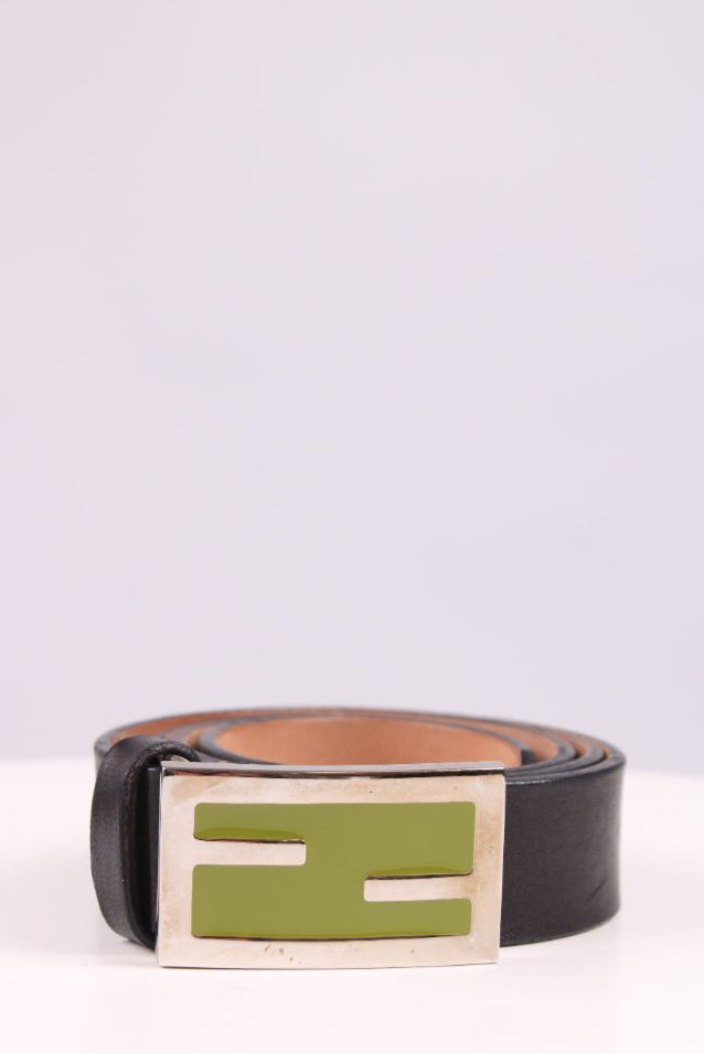 Fendi Green buckle fendi belt black and green 44