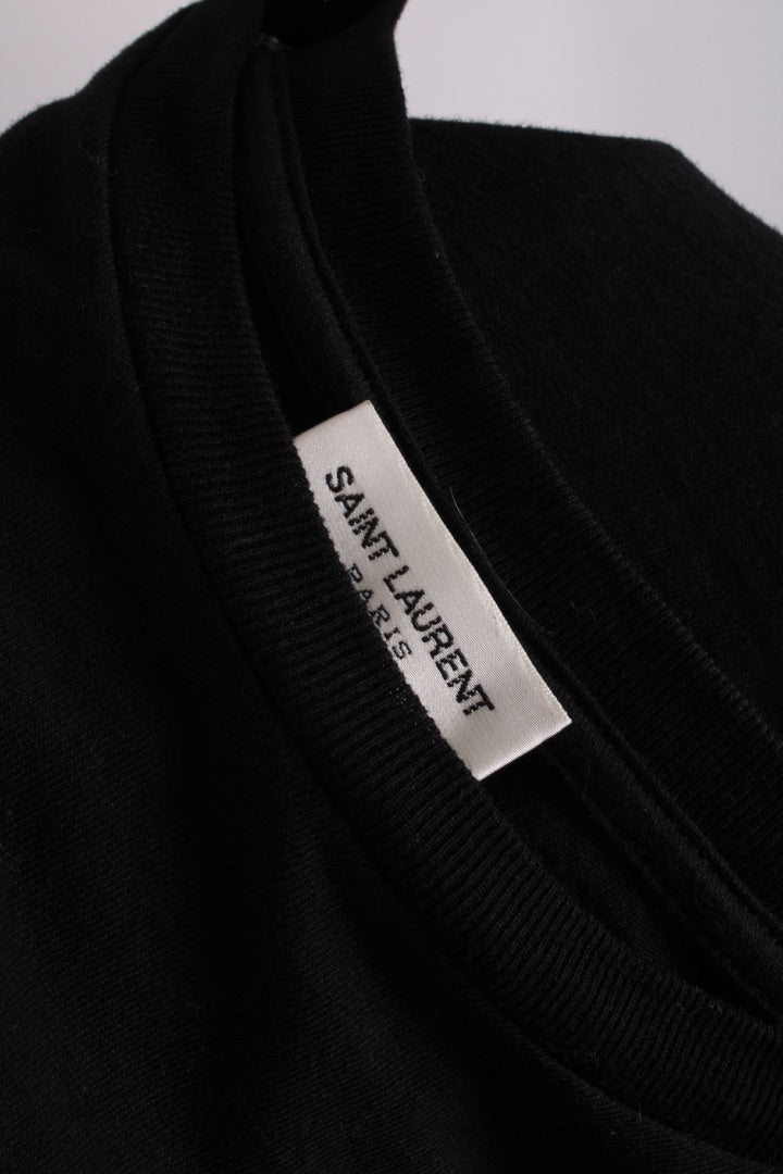 Saint Laurent YSL Embroidered Logo Crop T-shirt Black S