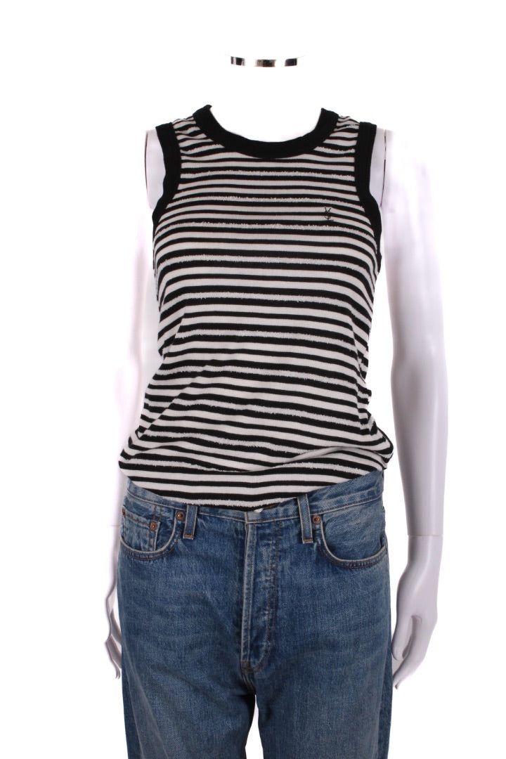 Saint Laurent Distressed Stripe Vest Top Black/ White S