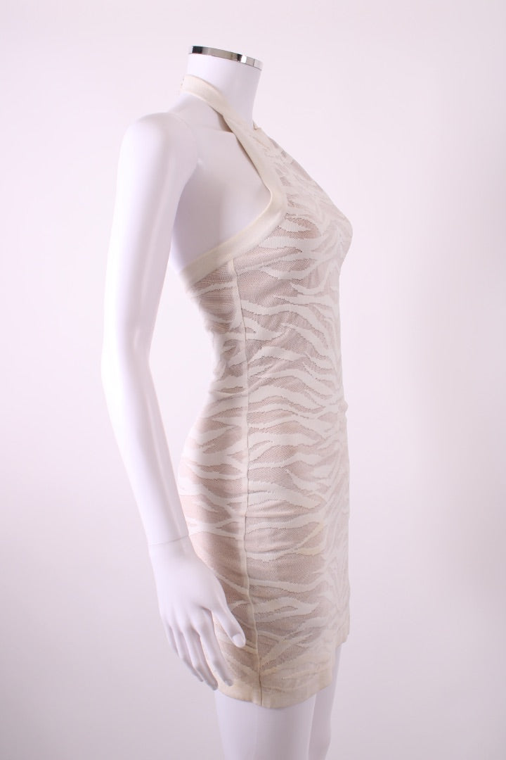 Balmain Bandage Tiger Halter Dress White 8