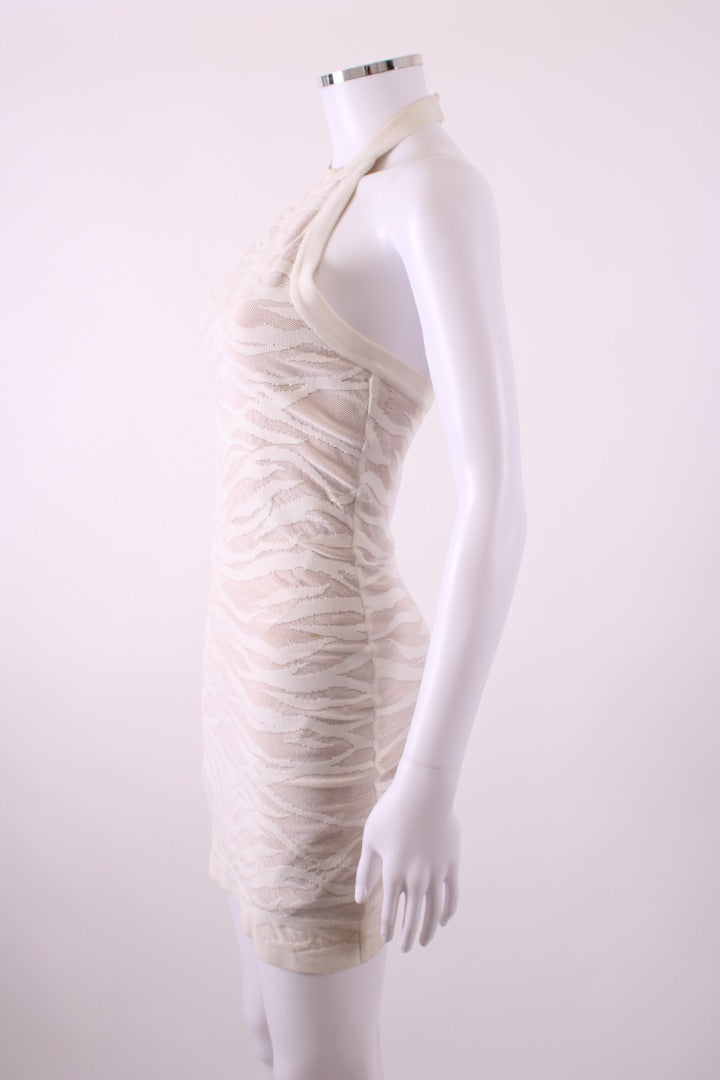 Balmain Bandage Tiger Halter Dress White 8