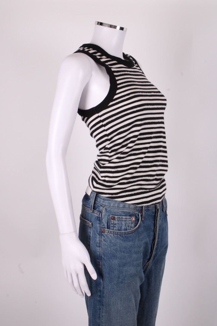 Saint Laurent Distressed Stripe Vest Top Black/ White S