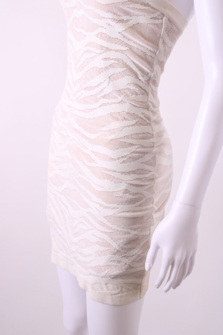 Balmain Bandage Tiger Halter Dress White 8