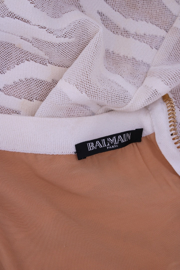 Balmain Bandage Tiger Halter Dress White 8