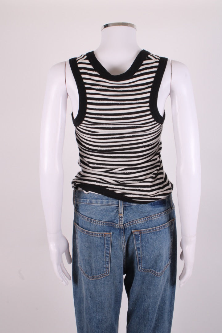 Saint Laurent Distressed Stripe Vest Top Black/ White S