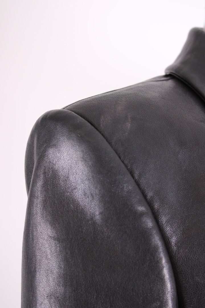 Balmain Leather Blazer/ Gold Buttons Black 42