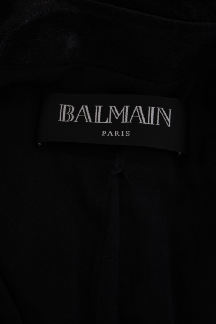 Balmain Leather Blazer/ Gold Buttons Black 42