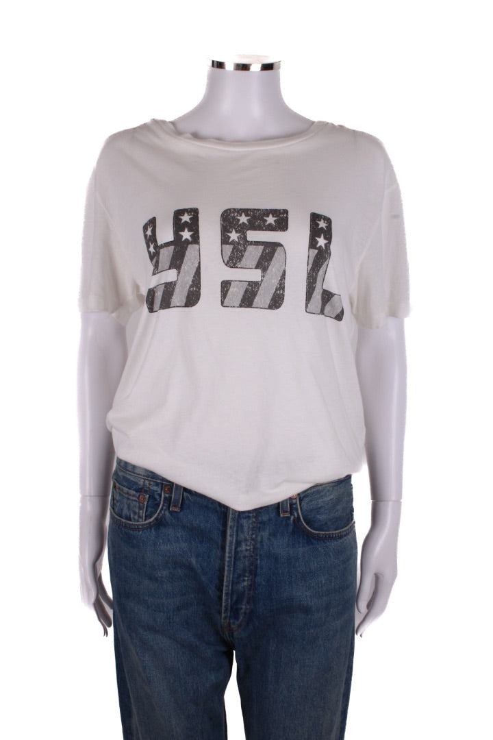 Saint Laurent Flag Logo T-shirt White S