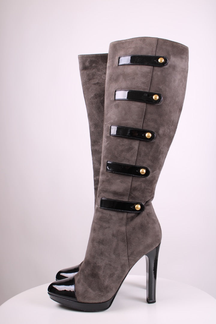 Fendi Long Military Boots Grey/ Black 40