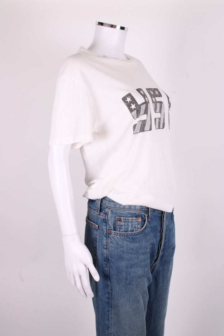 Saint Laurent Flag Logo T-shirt White S