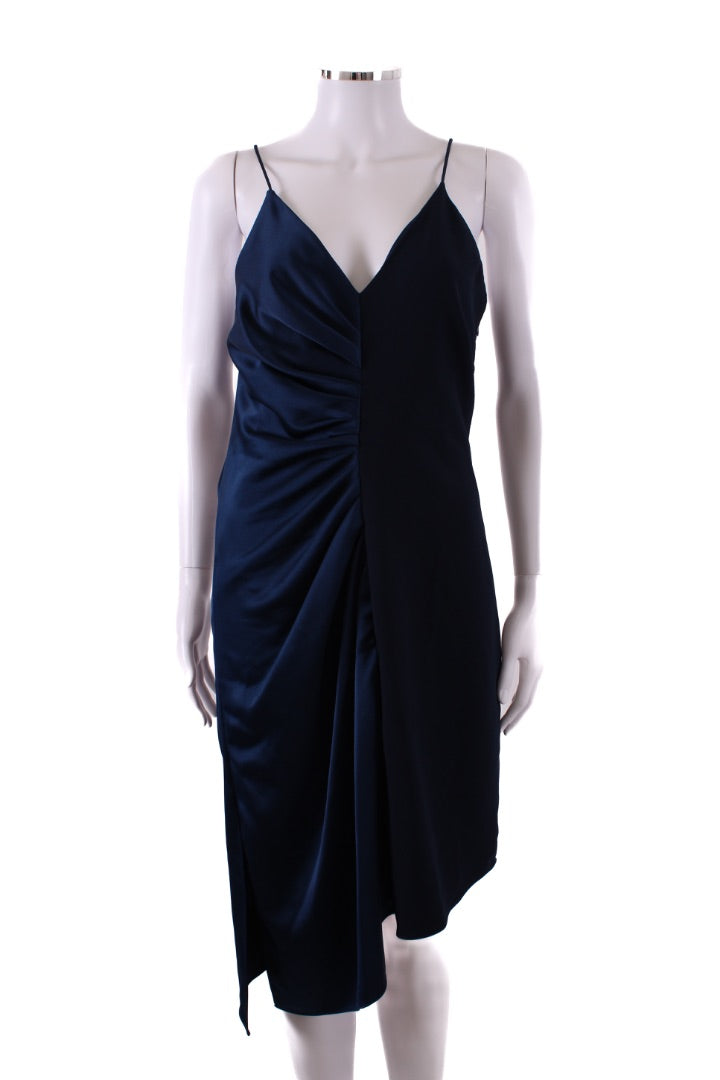 Halston Heritage Drape Mini Dress Navy 8