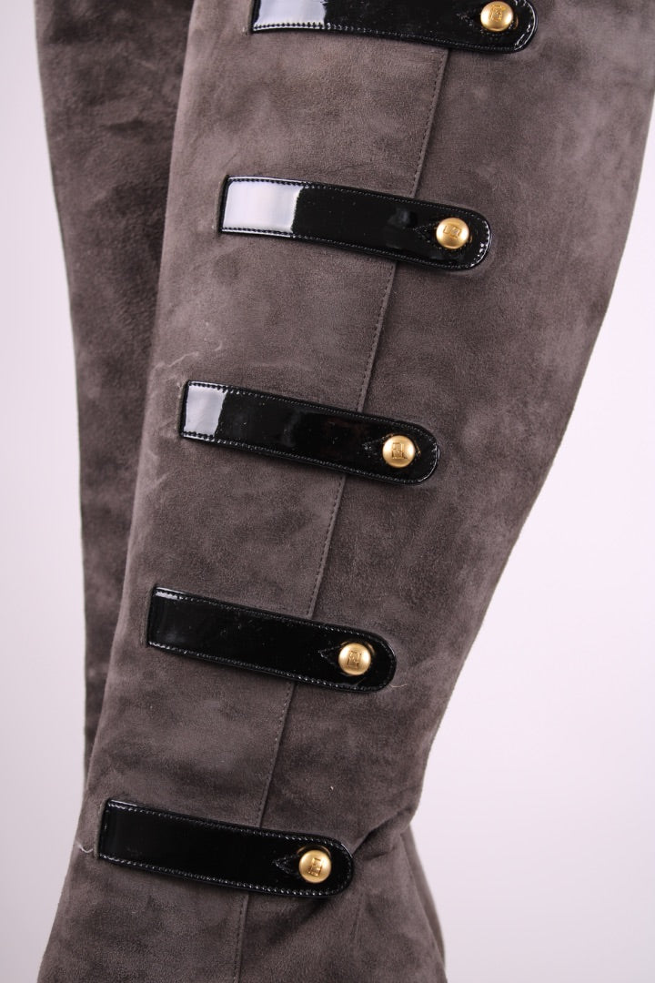 Fendi Long Military Boots Grey/ Black 40