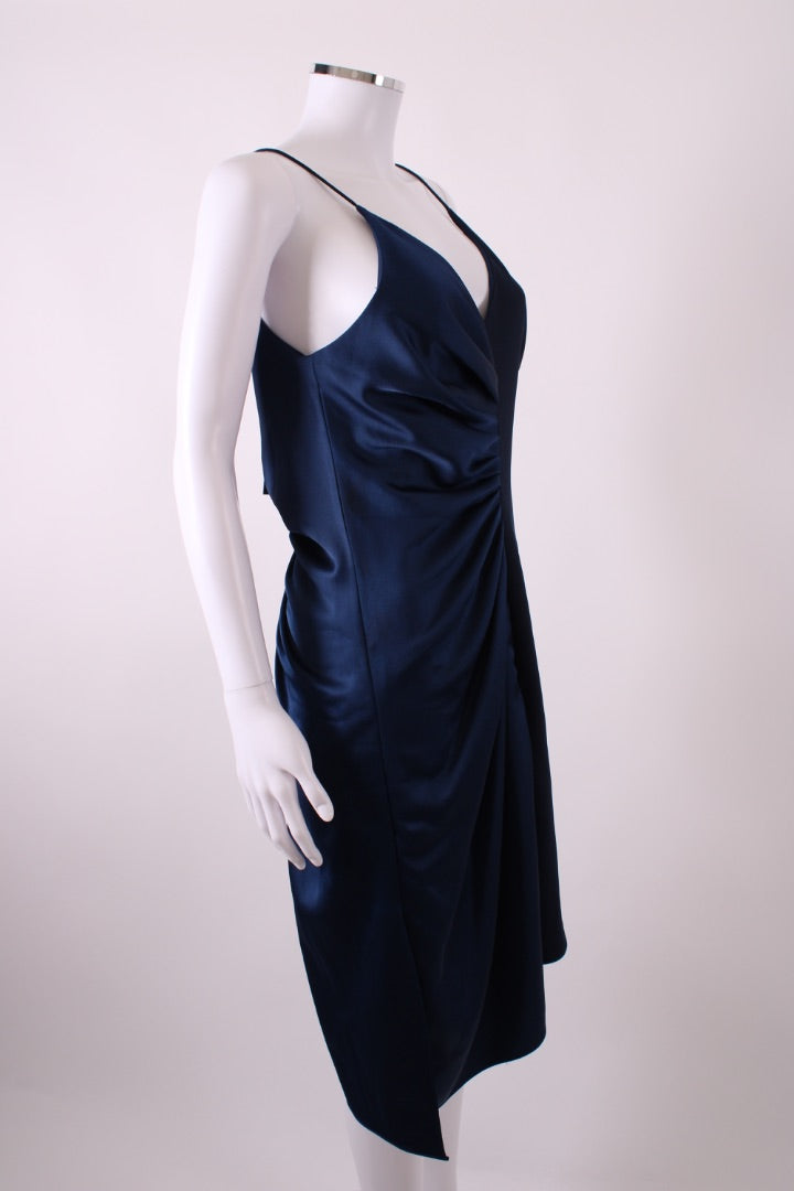 Halston Heritage Drape Mini Dress Navy 8