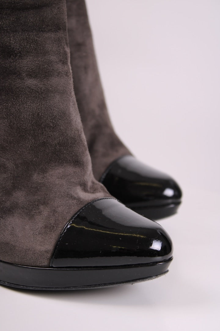 Fendi Long Military Boots Grey/ Black 40