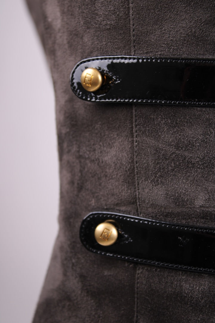 Fendi Long Military Boots Grey/ Black 40