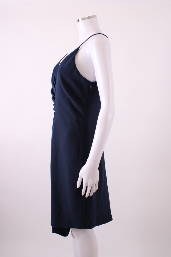 Halston Heritage Drape Mini Dress Navy 8