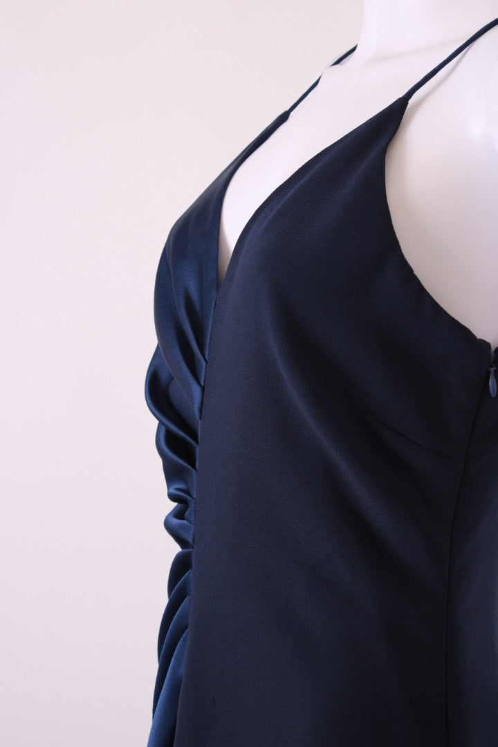 Halston Heritage Drape Mini Dress Navy 8