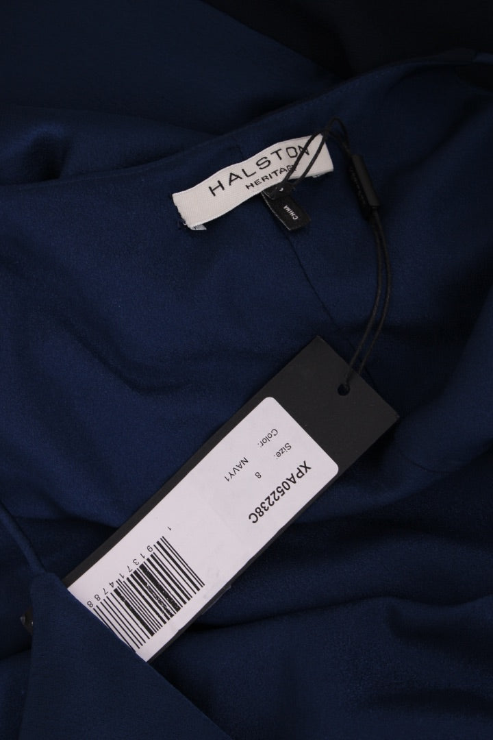 Halston Heritage Drape Mini Dress Navy 8