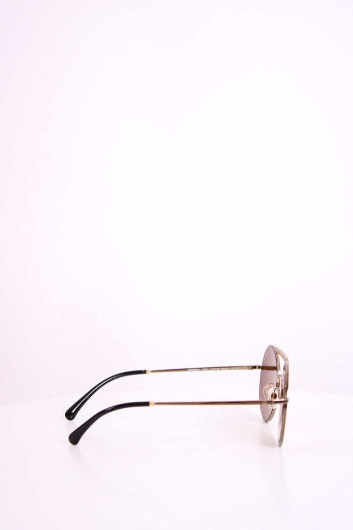 Chanel Round Mirrored Sunglasses Gold