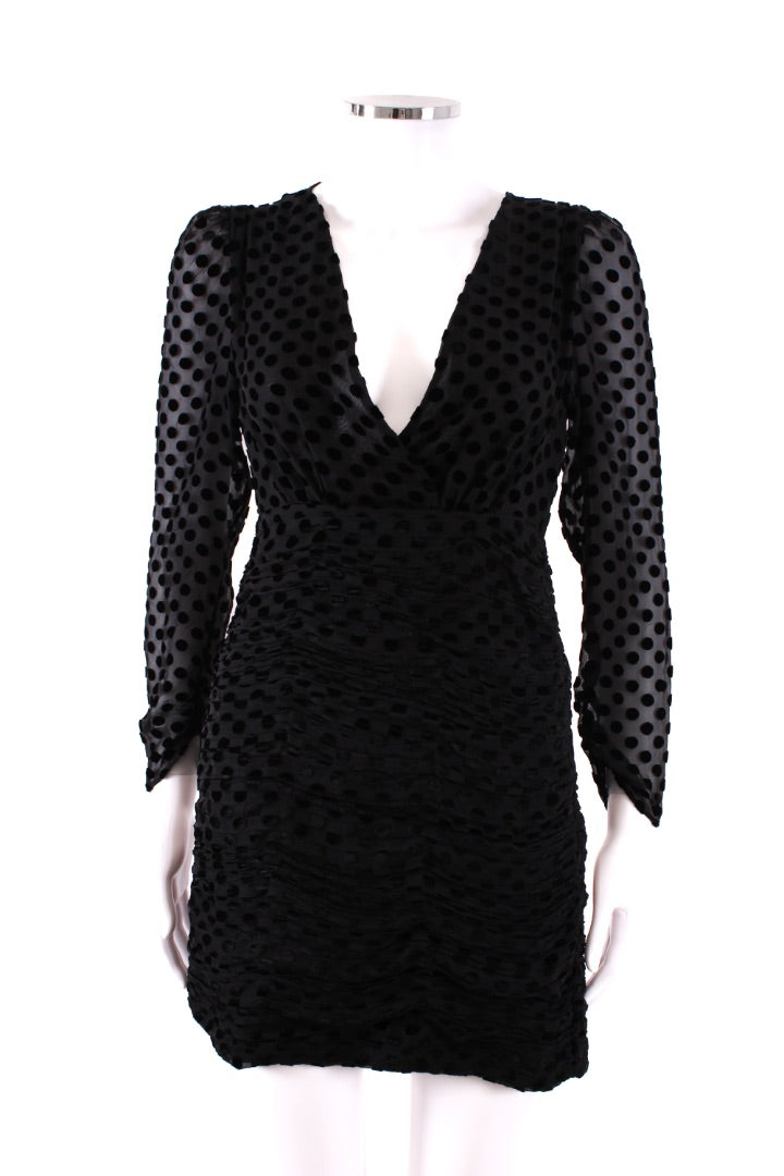 Rixo Polka Dot Burnout Dress Black XXS