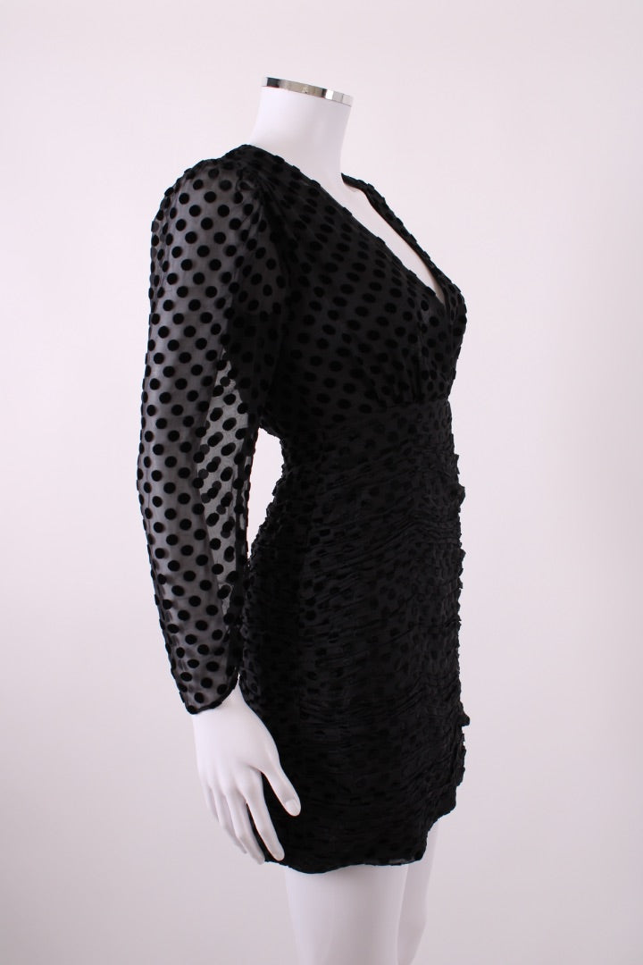 Rixo Polka Dot Burnout Dress Black XXS