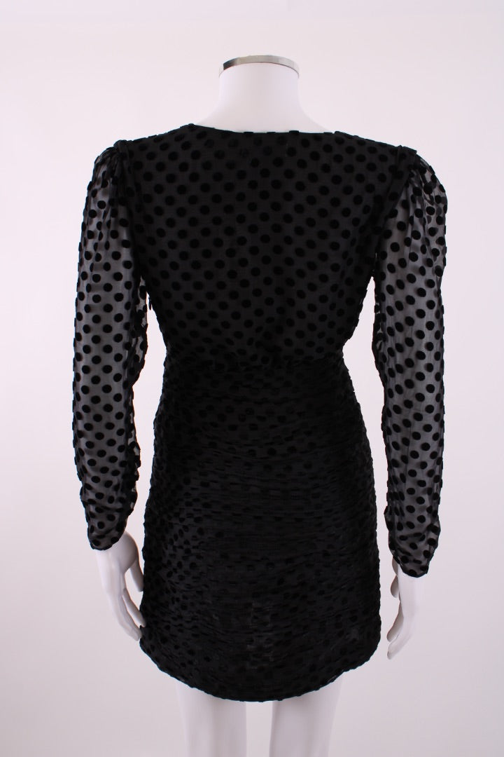Rixo Polka Dot Burnout Dress Black XXS