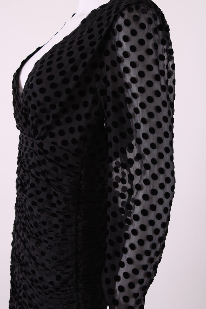 Rixo Polka Dot Burnout Dress Black XXS